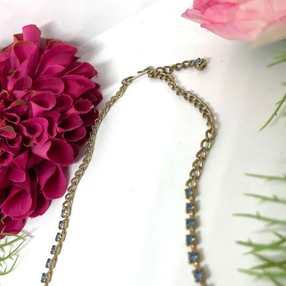 VINTAGE⚜️Gorgeous Aqua Crystal Linked Opal Gem Necklace